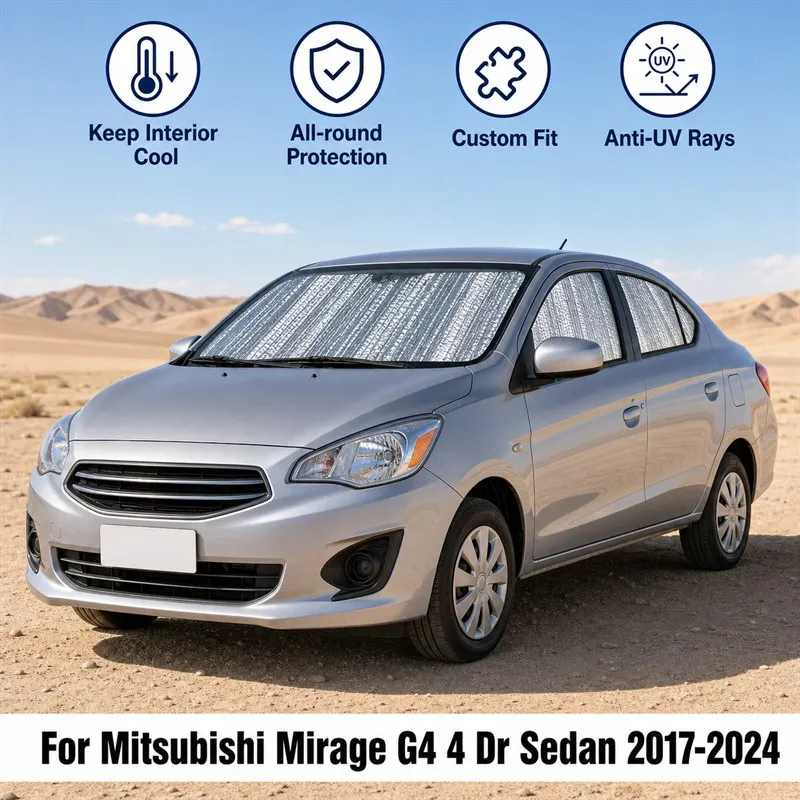 For Mitsubishi Mirage G4 4 Dr Sedan 2017-2024 Full Set Car Window Sunshades UV Block Privacy Heat Insulated Foldable Car Curtain