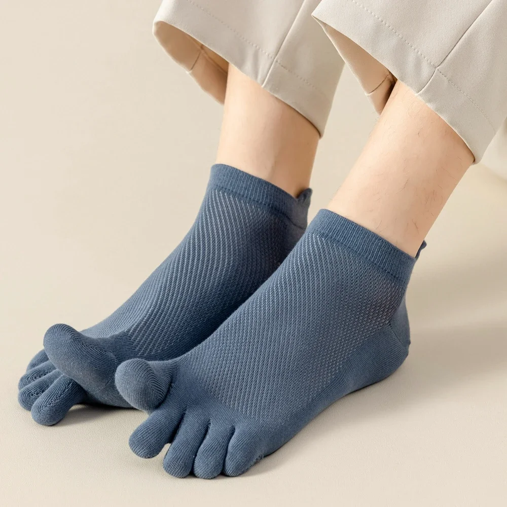 3 Paar Zehensocken für Herren, Sommer, dünne Netz-Söckchen mit separaten Fingern, Fünf-Finger-Socken, Sport, hochwertige Baumwolle