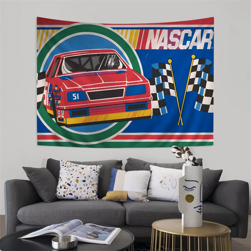 N-NASCARS Racing Car Printed Large Wall Tapestry Hanging Tarot Hippie Wall Rugs Dorm Home Decor