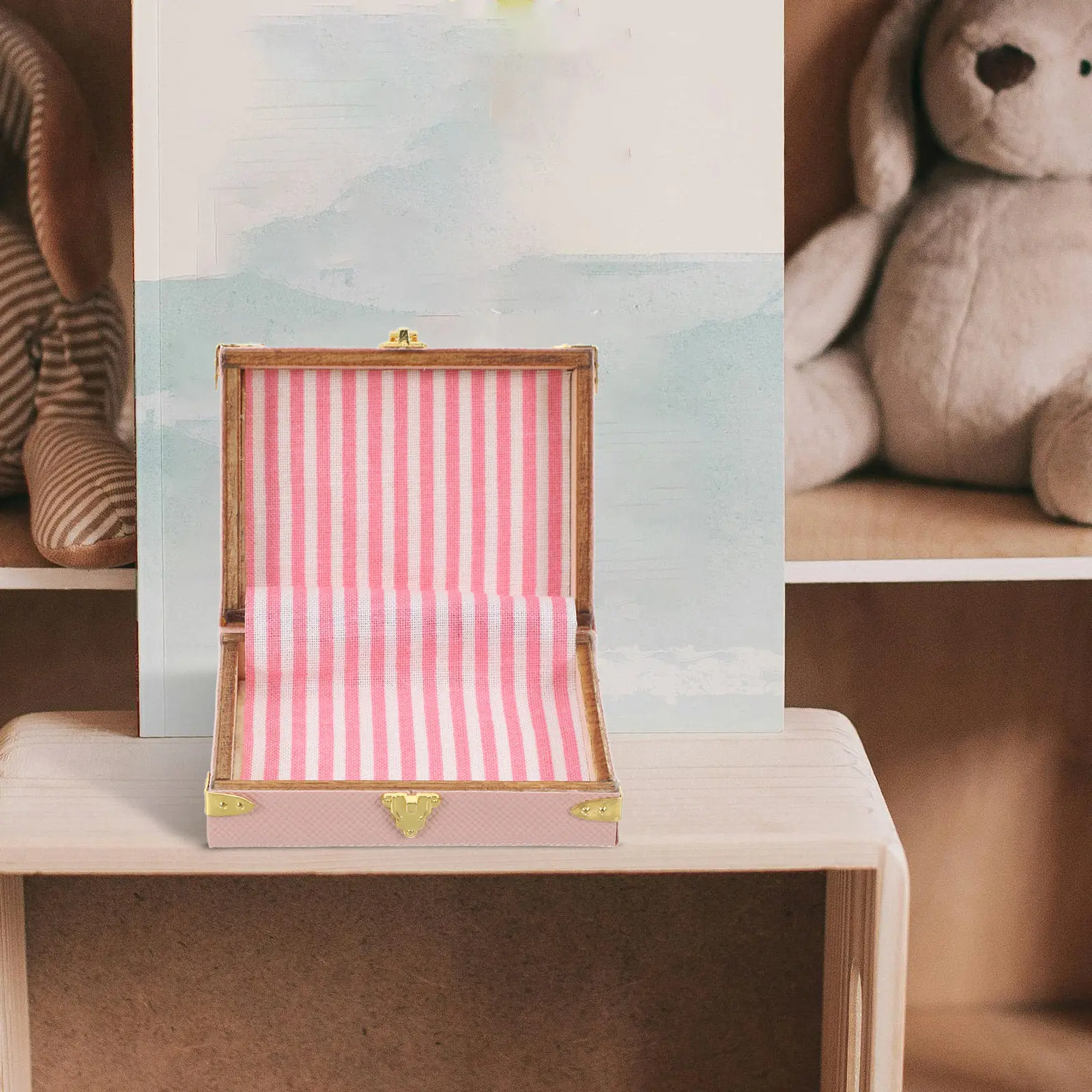 

Miniature Vintage Style Mini Suitcase Retro Dollhouse Bedroom Accessories Micro Decoration Miniature Dollhouse Furniture