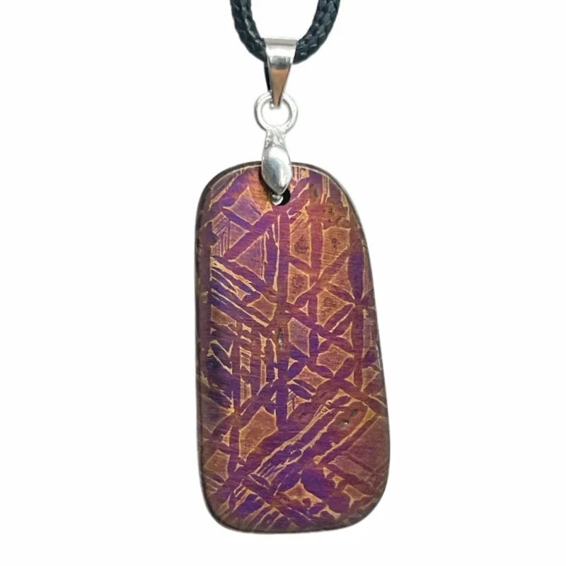 Authentic Muonionalusta Iron Meteorite Heat-Treated Necklace  Fine Meteorite Pendant series LK420