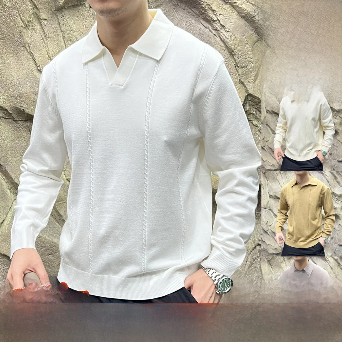 

Итальянский мужской удобный вязаный свитер Long Sve, мягкий, приятный для кожи, дышащий, универсальный, повседневный трикотаж