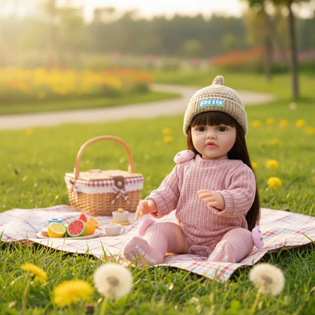 Cloveray 22 inch Classic Full Body Vinyl Realistic Reborn Baby Doll Super Cute Vinyl Doll Handmade Original Toy Kid Xmas Gift