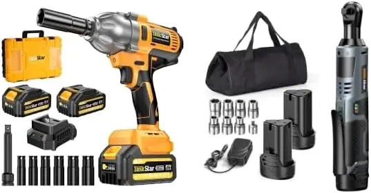 

1200N High Torque Impact Wrench 1/2 inch, Cordless Electric Ratchet Wrench 3/8 Drive for Car Home DIY