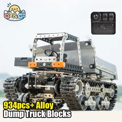 DIY Stainless Steel Assembled SW (RC) 007 Tracked Remote Control Dump Truck 2.4G 10 Channels Puzzle Building Block Toys for Kid