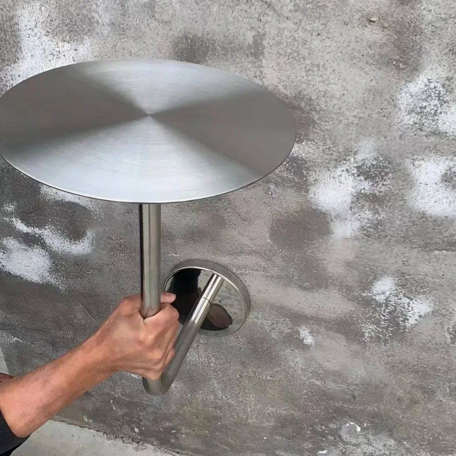 Wall-mounted stainless steel small round table L table Wall-mounted