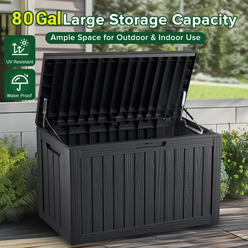 80 Gallon Storage Container - Black Protects Your Outdoor Essentials。by Regeneration、Made of Weather Resistant Material