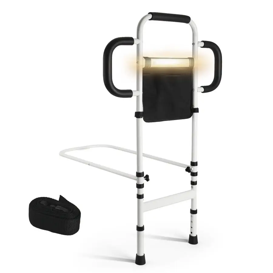 Grab Bars Bed Rails for Elderly Adults Safety, Bed Assist Rail with Leg, Adjustable Bedside Handle for Seniors Fall Prevent Bed