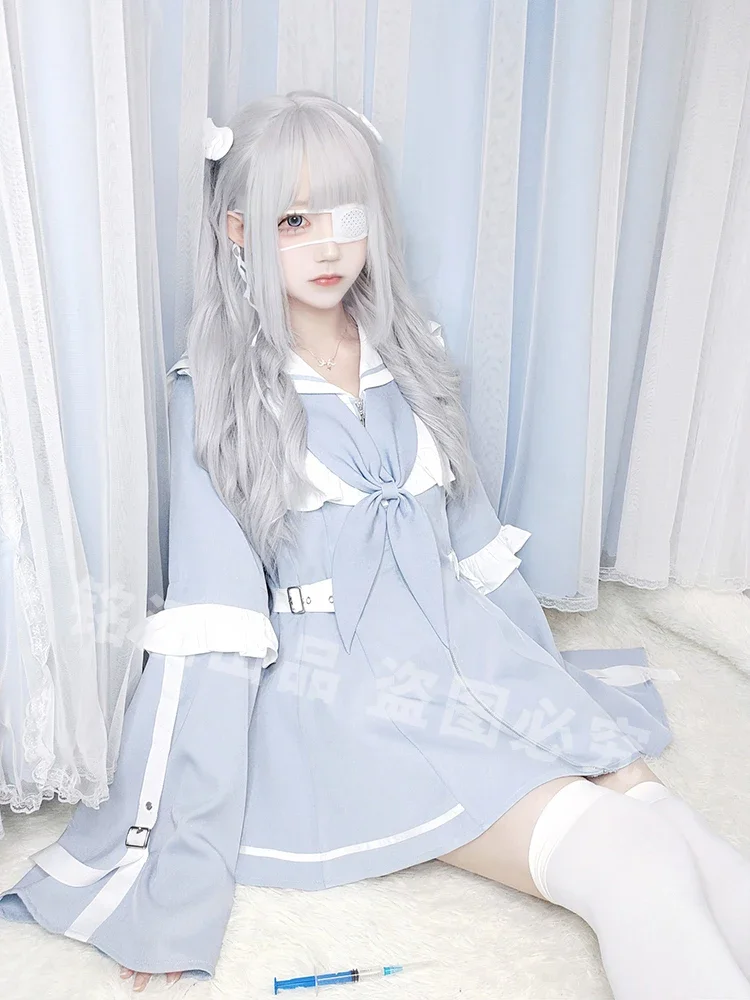 Japanese Mine Lolita Shorts Set Women Bow Lace Ruffles Slim-Fit Stitching Sleeves Dress Punk Student Y2k Cosplay Jk Uniform Suit