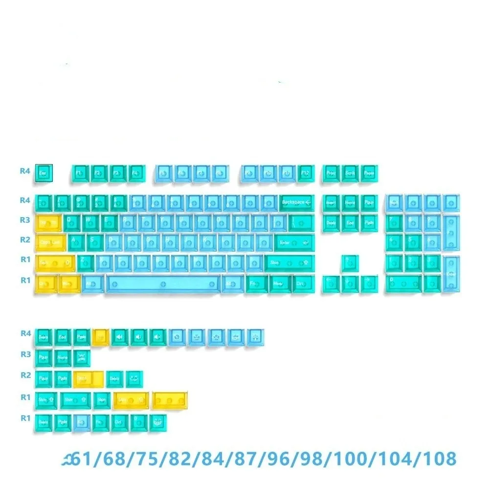 Full Transparent Transparent Keycaps Set Ice Transparent Crystal Clear Mechanical Keyboard Keycaps PBT