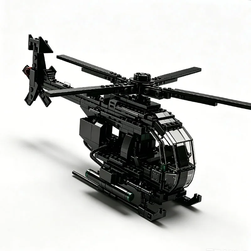 

MOC Black Helicopter Small Particle Building Aircraft Model Helicopter Toy Assembly Toy Assembly 403pcs