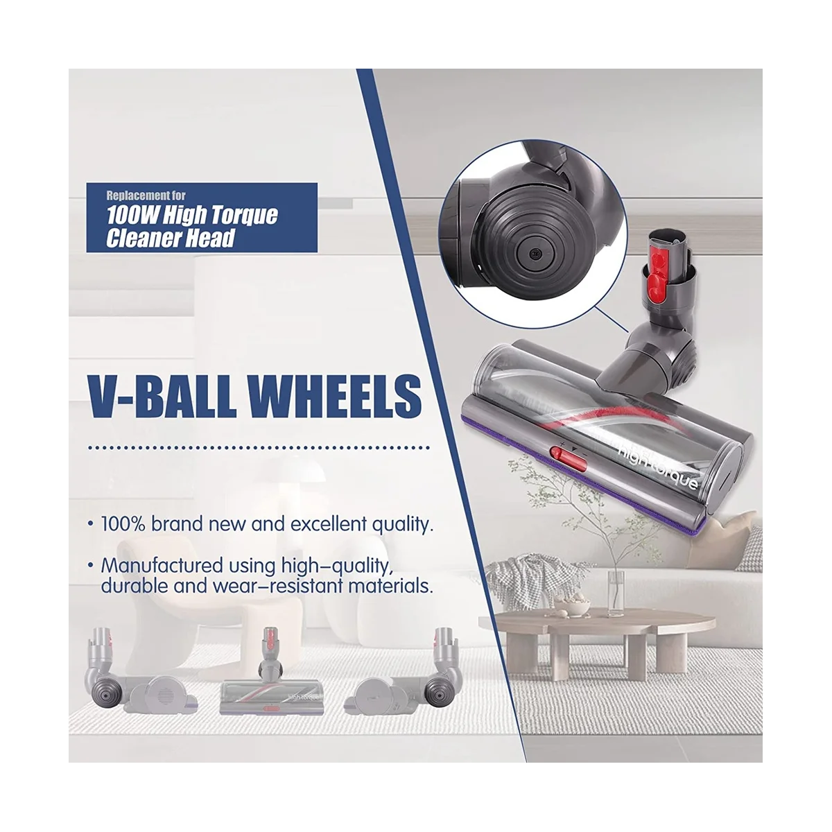 Ball Wheel for High Torque Cleaner Head Replacement for Dyson V10 V11 V15 Vacuum Cleaner 100W High Torque Ball Wheels