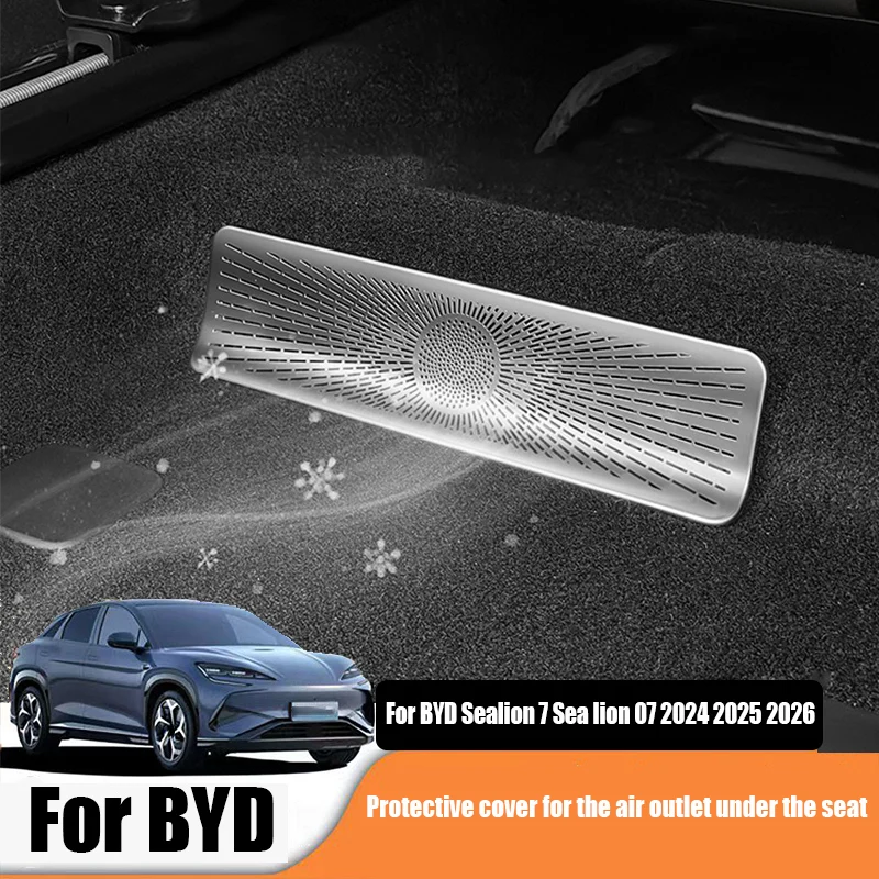 

Для BYD Sealion 7 Sea lion 07 EV 2024 2025 Материал нержавеющей стали для защитной крышки воздуховыпускного отверстия под сиденьем