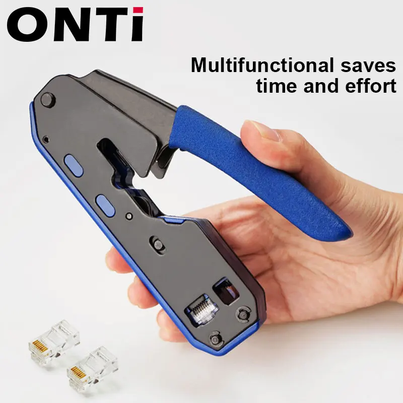 ONTi-Kit de herramientas de prensado RJ45 para Cat6a Cat6 Cat5, herramienta de prensado Ethernet RJ45/RJ11 8P 6P, herramienta de crimpado y