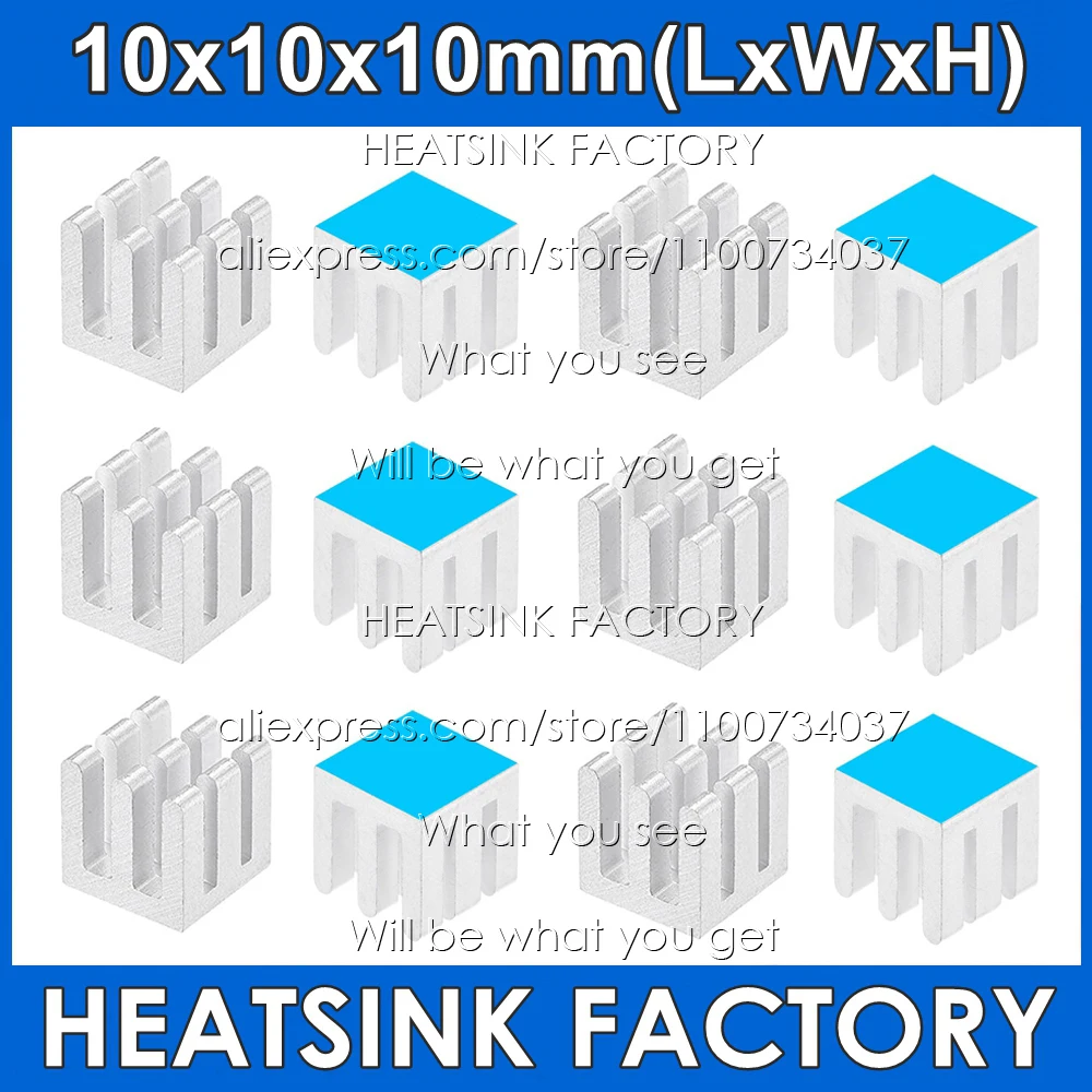 

6/10/15pcs/lot Radiator Aluminum Heatsink 10mm x 10mm x 10mm Extruded Profile Heat Dissipation For Cooling with Thermal pad