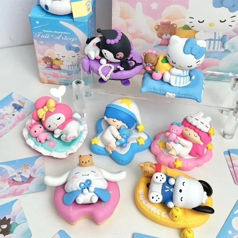 Sanrio Sleep Safely Blind Box Action figure MyMelody Kuromi Pachacco Pompompurin Children's Toy Birthday Gift Christmas Decorati