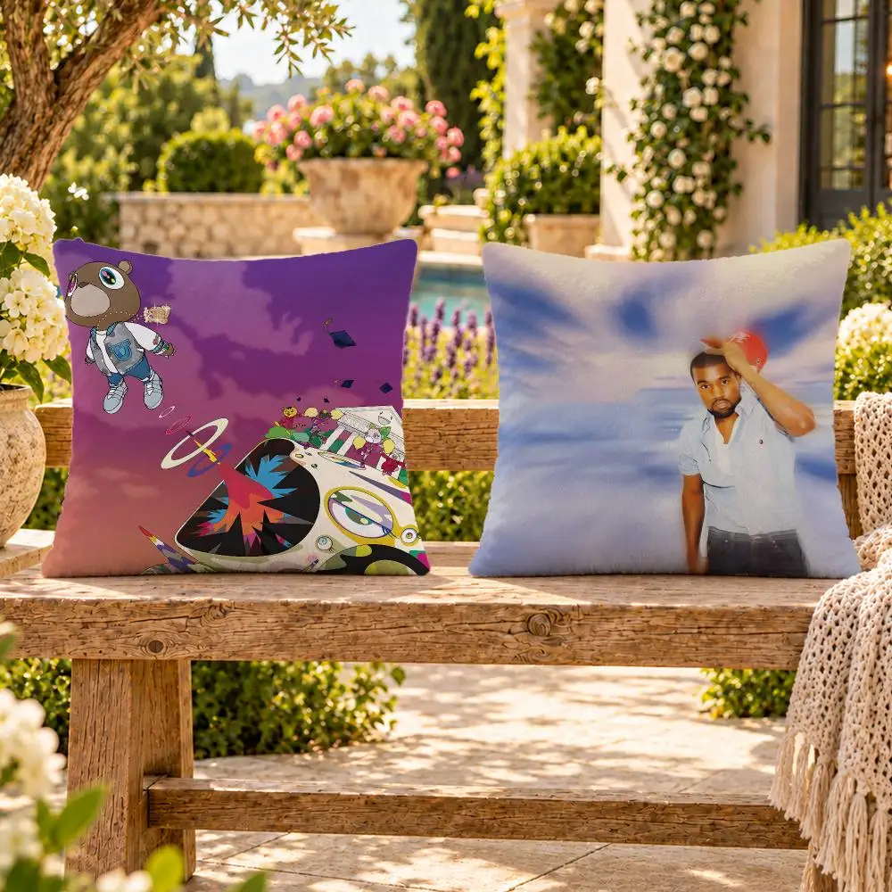 Rapper Hip-Hop Kanye West Cushion Cover Soft Plush Throw Pillow Cover Washable Sofa Bed Patio Chair Home Decor
