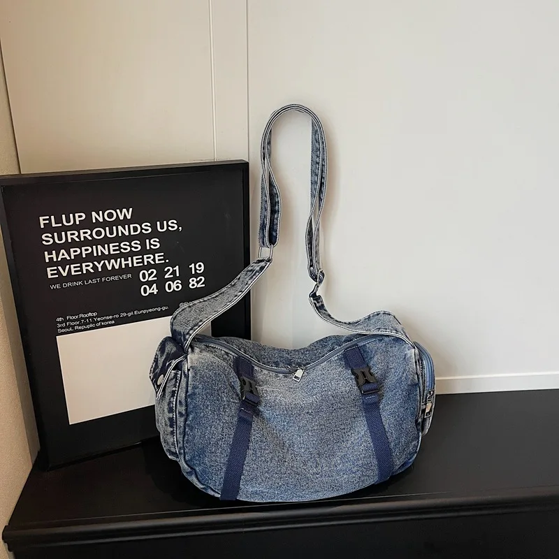 

New Korean Style Denim Crossbody Bag Fashion Retro Casual and Simple Messenger Bag Fashionable and Versatile Shoulder Bag