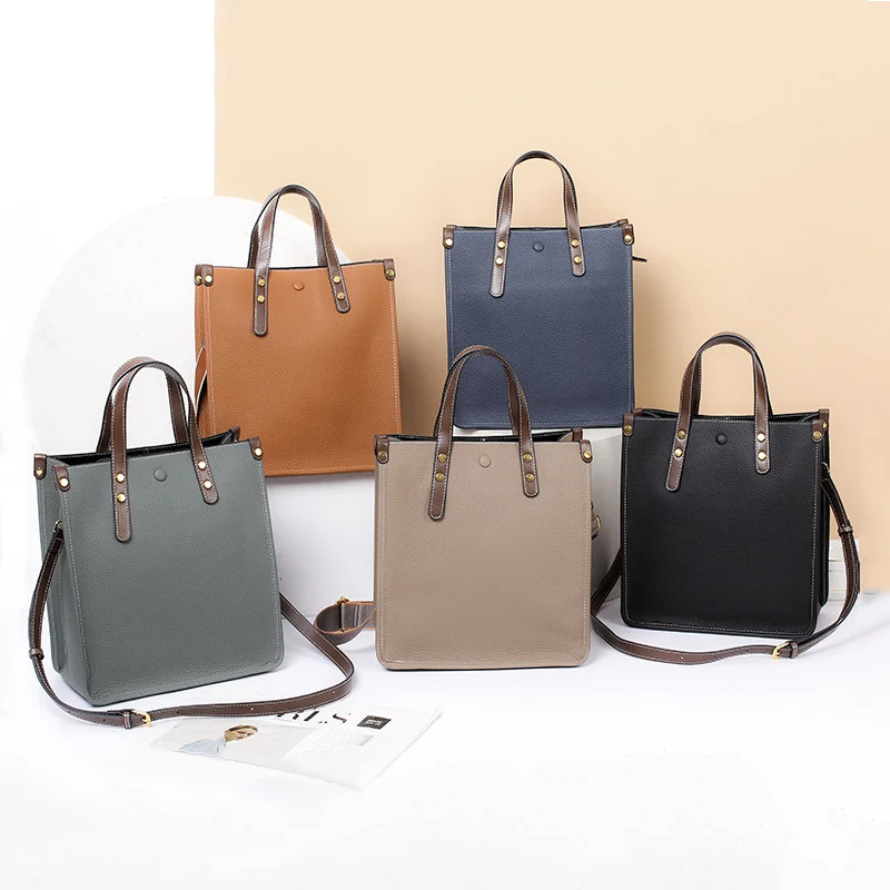 2023 New Women\'s Briefcase Handbag Genuine Leather Large Capacity Tote Bag Female Business Portable Messenger Lady Shoulder Bag