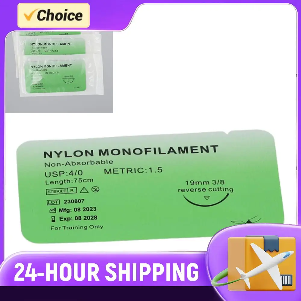 

Нити монофиламентные 4/0 для наложения швов, нейлоновые, шелковые, хирургические, имитационные, безболезненные, для обучения наложению швов