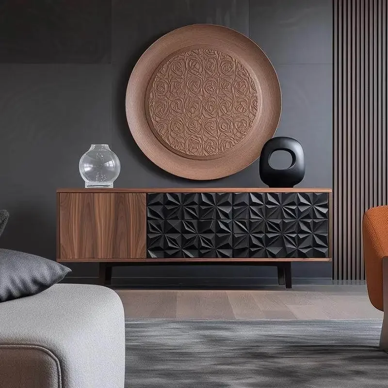minimalist walnut TV cabinet designer high-end furniture living room solid wood audio-visual cabinet storage cabinet