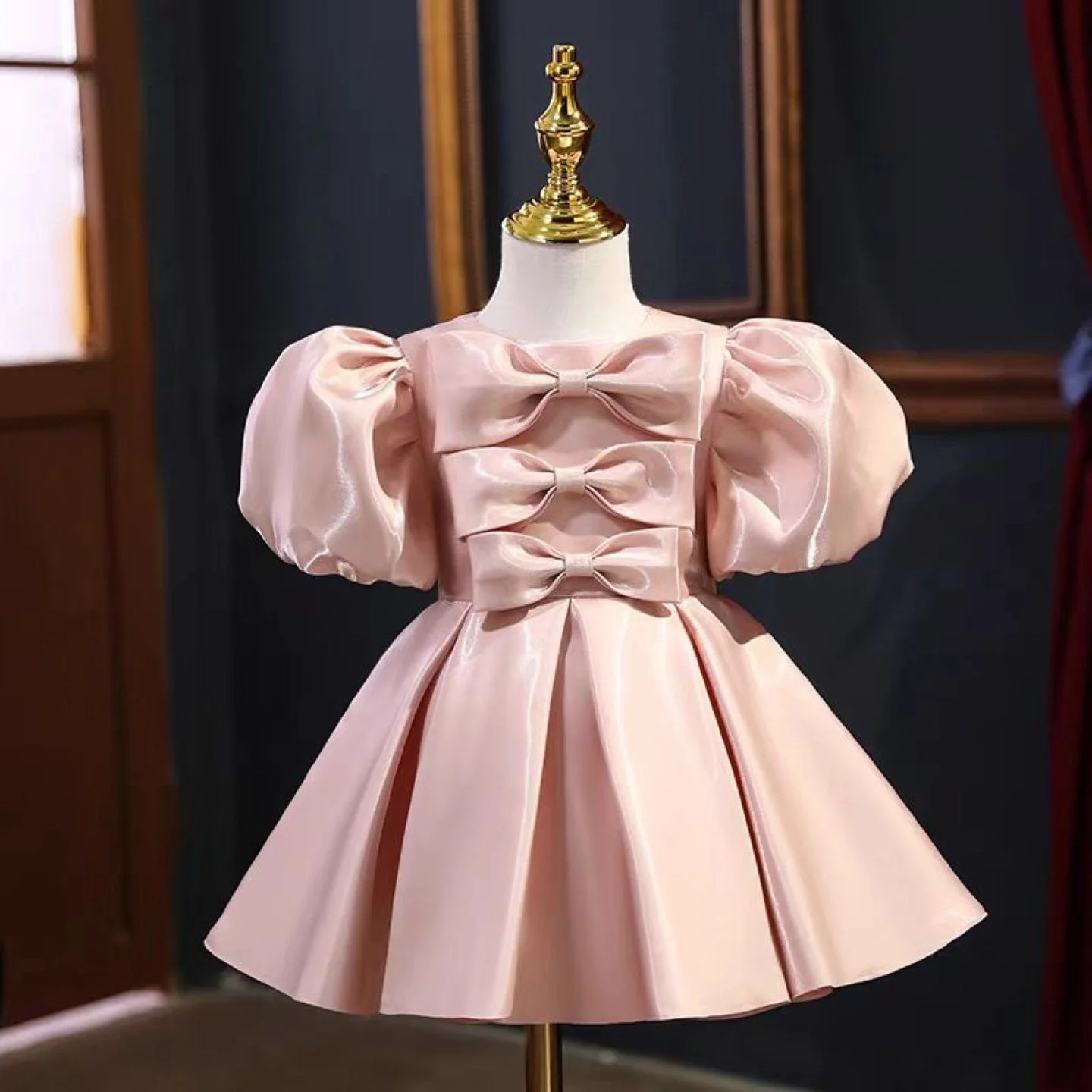 Baby Girl Princess Dress Infant Toddler Child Bow Vestido Puff Sleeve Wedding Party Birthday Baby Clothes Flower kids clothes