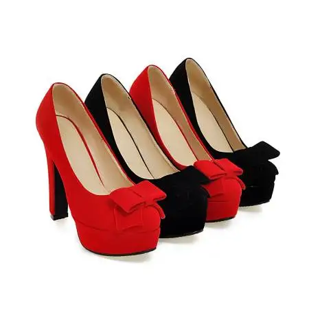 Spring Suede Woman Mary Jane Pumps High Heels Strap Wedding Shoes Female Plus Size 43 Suede Bow Shoes for Women 2024