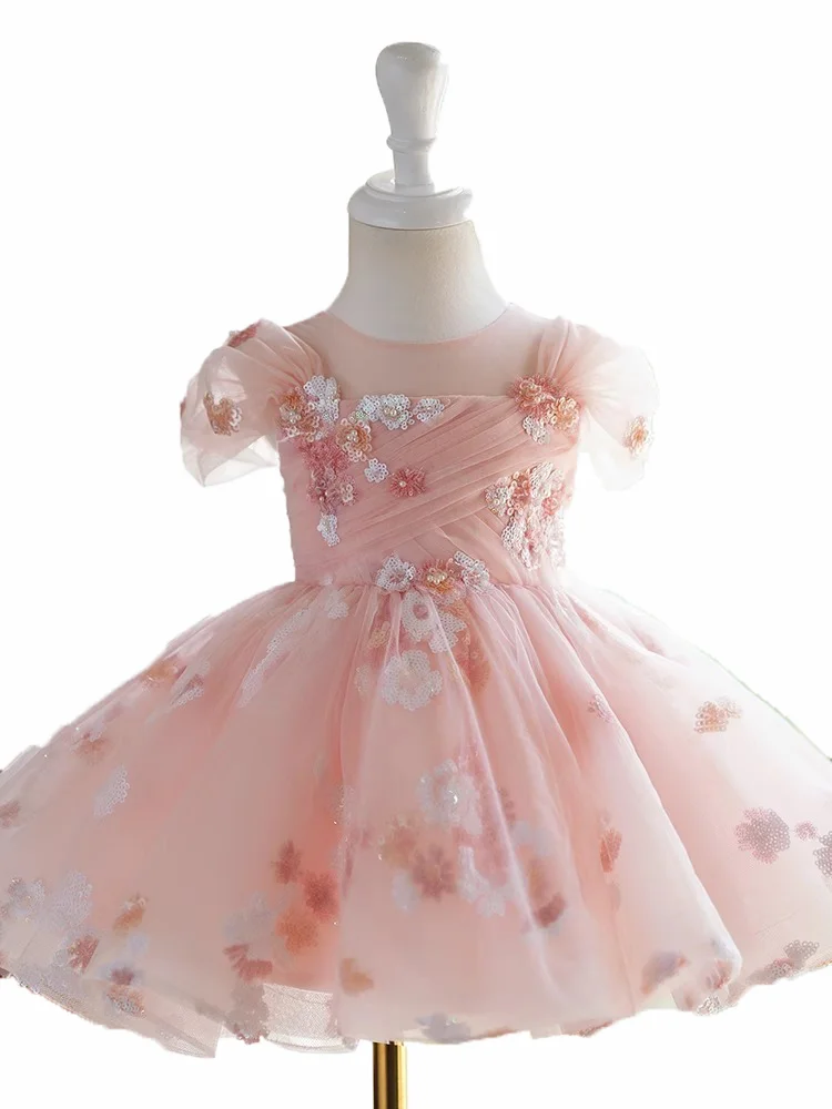 

Little Girl Dress Princess One Year Old Children Flower Boy Piano Performance Dress Girl Host Piano Performance Birthday