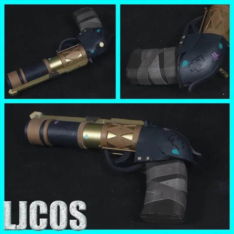 LoL غامض Jinx تأثيري الأسلحة الدعائم BaoBao Vi شقيقة تأثيري بندقية LOL غامض Jinx الأزرق الباروكات لجميع القديسين LOL Arcane Vi/Jinx الدعائم