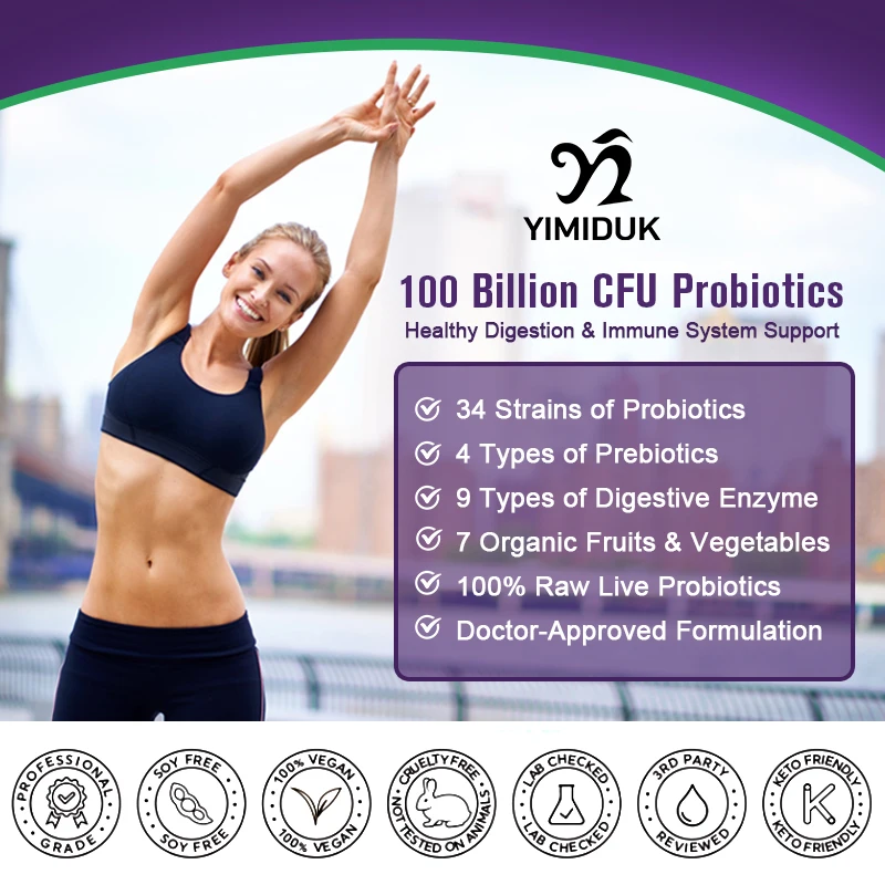 Organic Enzymes Probiotic Capsule 100 Billion CFU Probiotics Nutrient Digestion & Gut Health for Women & Men