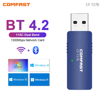 Comfast Wifi Adapter 2.4&5GHz 1300Mbps Wireless Network Card 802.11n Wifi Dongle USB Adapter for Desktop Laptop Speaker Earphone