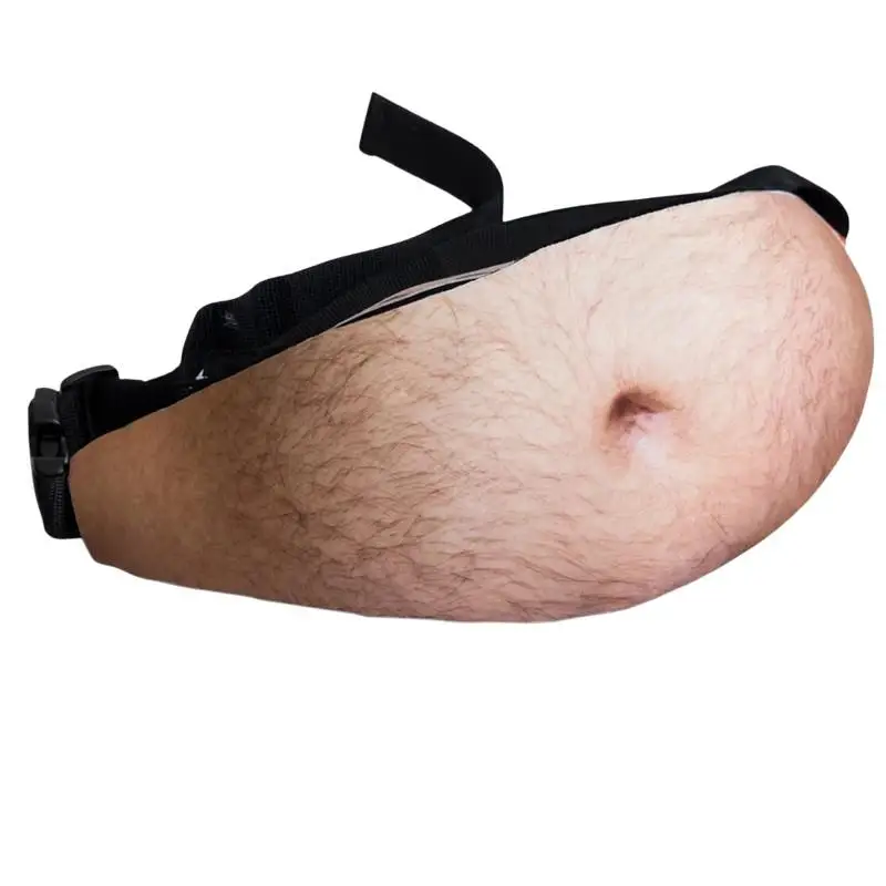 NEW Funny Money Belt Bag Men Travel Bags Flesh Color Creative Fanny Pack Beer Fat Belly Bum Pouch Waist Bag
