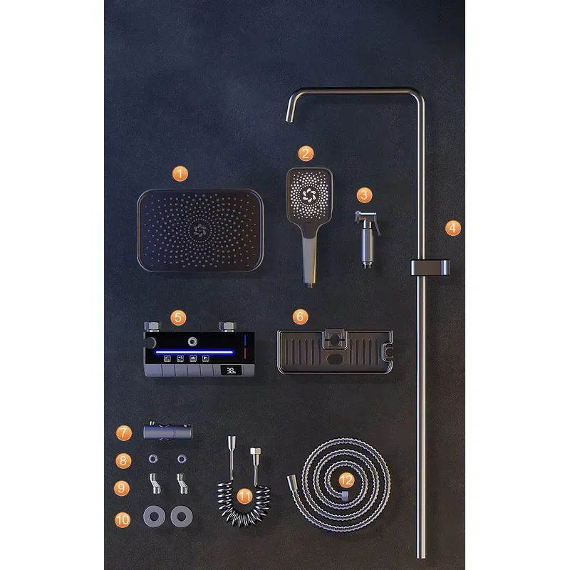 for Modern Luxury Piano Shower Set Multi Functional Bathroom Faucet High Quality Technology Bath Shower System Kit