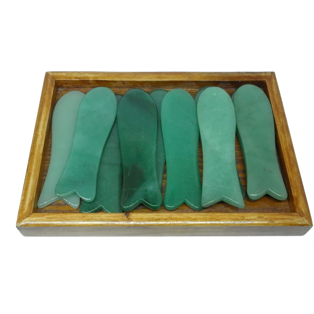 New Massage Tool Guasha Board Natural green jade scraping  plate scraper stone massager thin slimming face