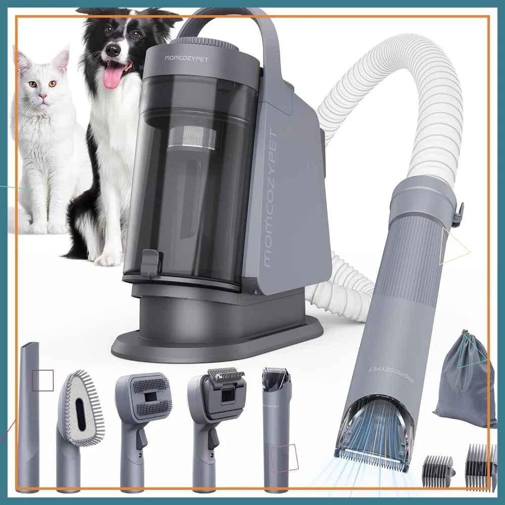 

Pet Grooming Vacuum Kit, 13000Pa Suction, 5 Tools for Shedding & Trimming