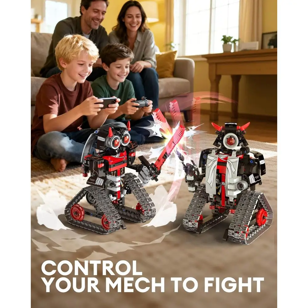 Kit robot STEM RC tutto in uno: blocchi Samurai/Ninja da 419 pezzi, app e telecomando, giocattolo educativo per bambini dai 6 ai 12 anni