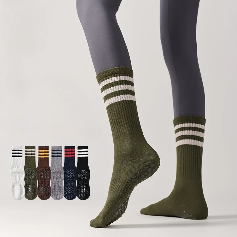 Women's Autumn and Winter Yoga Socks Medium Tube Sports Fitness Non-slip Socks Pilates Silent for Indoor Exercise