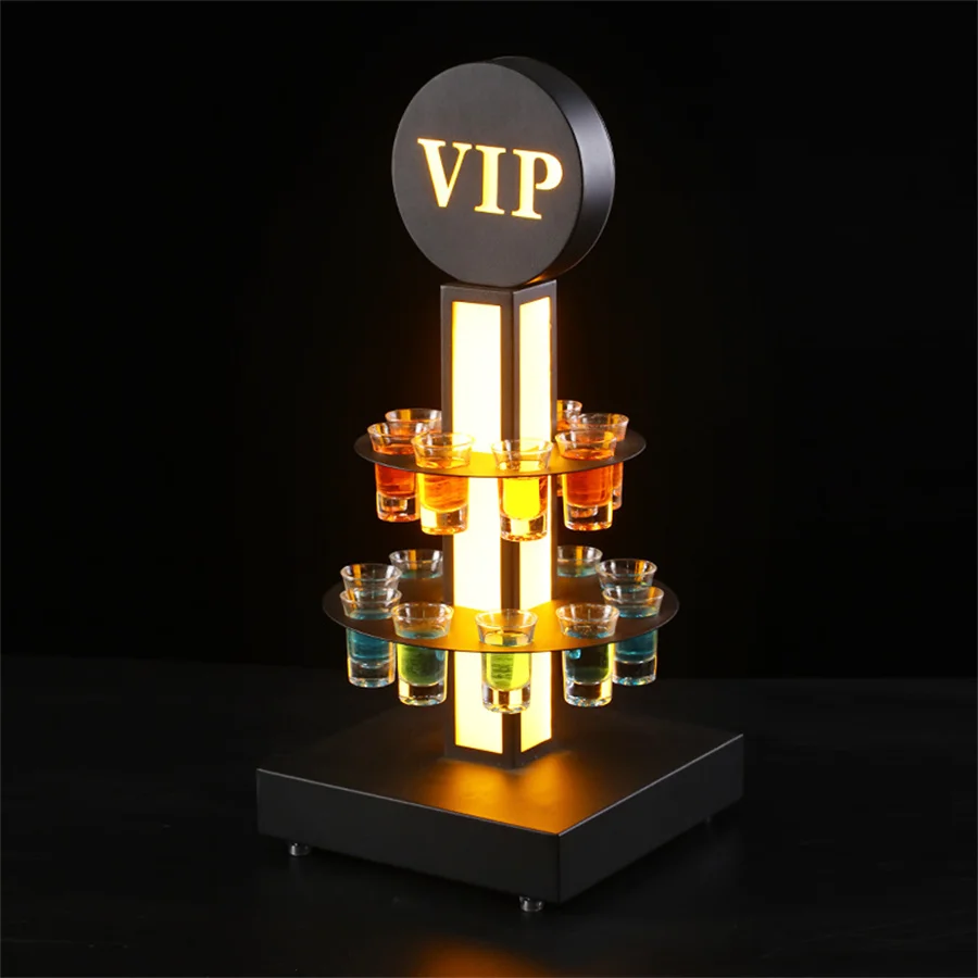 Novelty Cocktail Cup Holder Led Shot Glass Vip Sparkler Service Glorifier Rechargeable Display Rack For Club Bar Party Decor