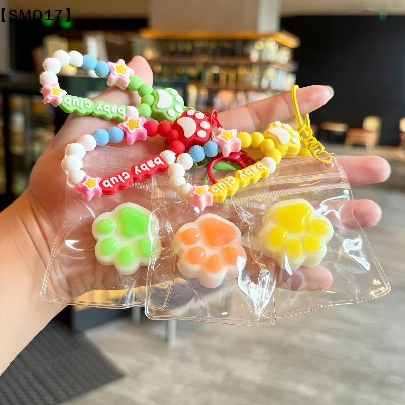 1Pcs Cat Claw Pinch Fun Ice Transparent Cat Claw Keychain Mini Squeeze Toy For Boys And Girls Backpack Pendant Small Gift【SMQ】