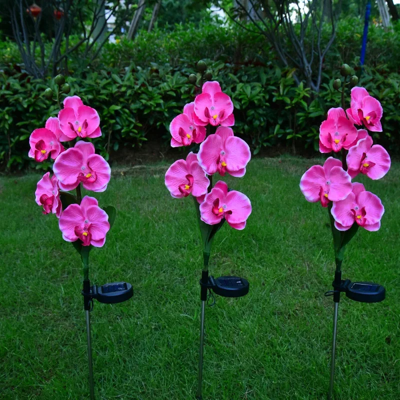 Solar Light LED Butterfly Orchid Lawn Outdoor Waterproof Garden Villa Lily Fence Light Christmas Decoration Fluorescent Lamp