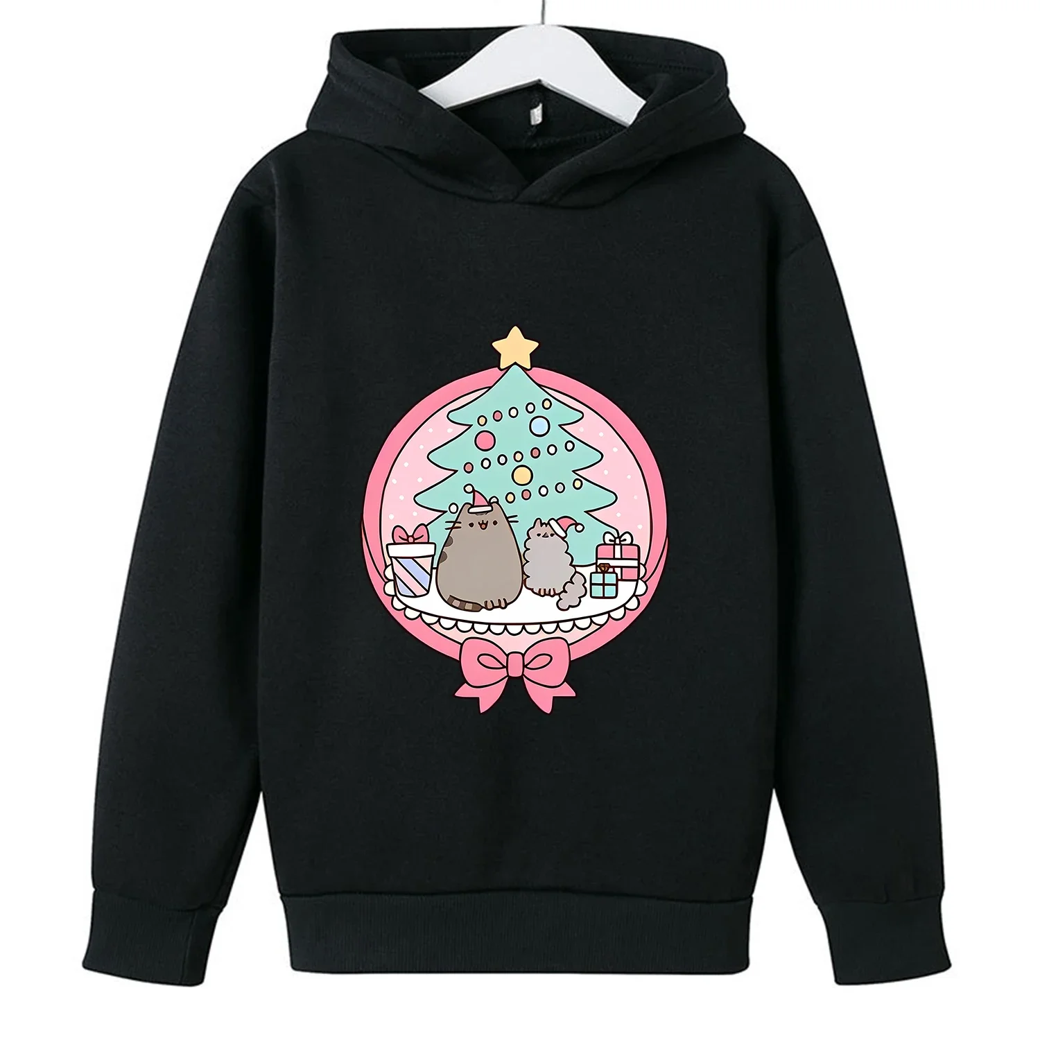 Pusheen Cat Thick Hoodie for Children Kawaii Cartoon Fleece Clothing for Girls Boys Trendy Hoodies Clothes Sweatshirt Tops Gift