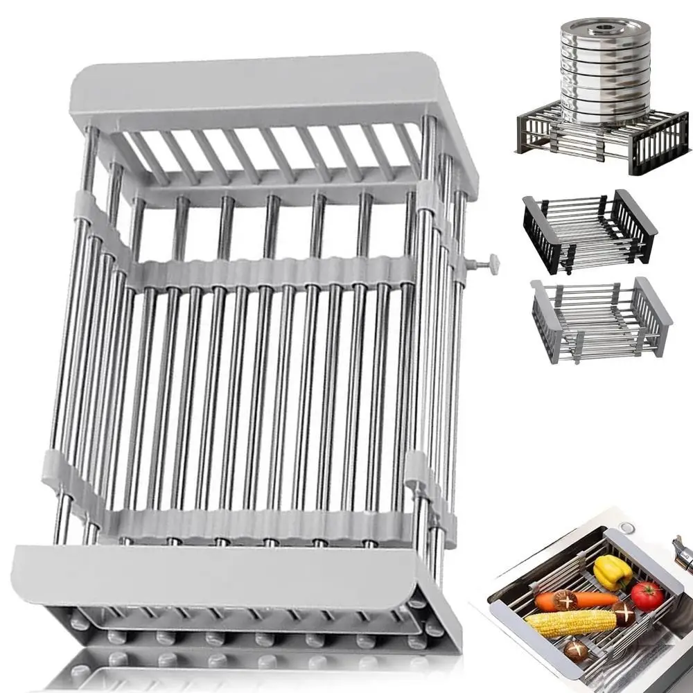 

Extend Kitchen Sink Drain Basket Portable Stainless Steel Extender Basket for Vegetables Multi-functional