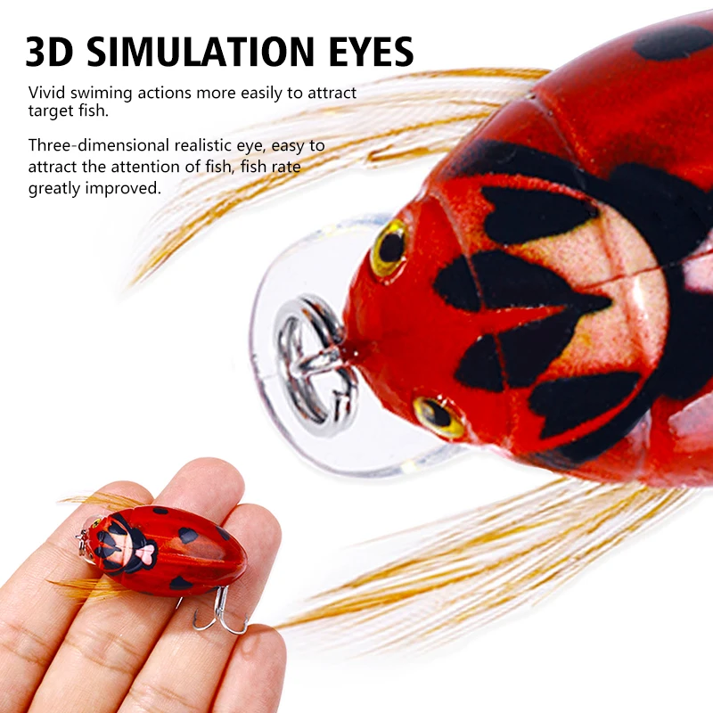 HENGJIA 1PCS 3,8 cm 4g Künstliche Marienkäfer Angeln Köder Zikade Käfer Insekt Wobbler Angeln Lockt Topwater Für bass Karpfen Angeln – Detail 3