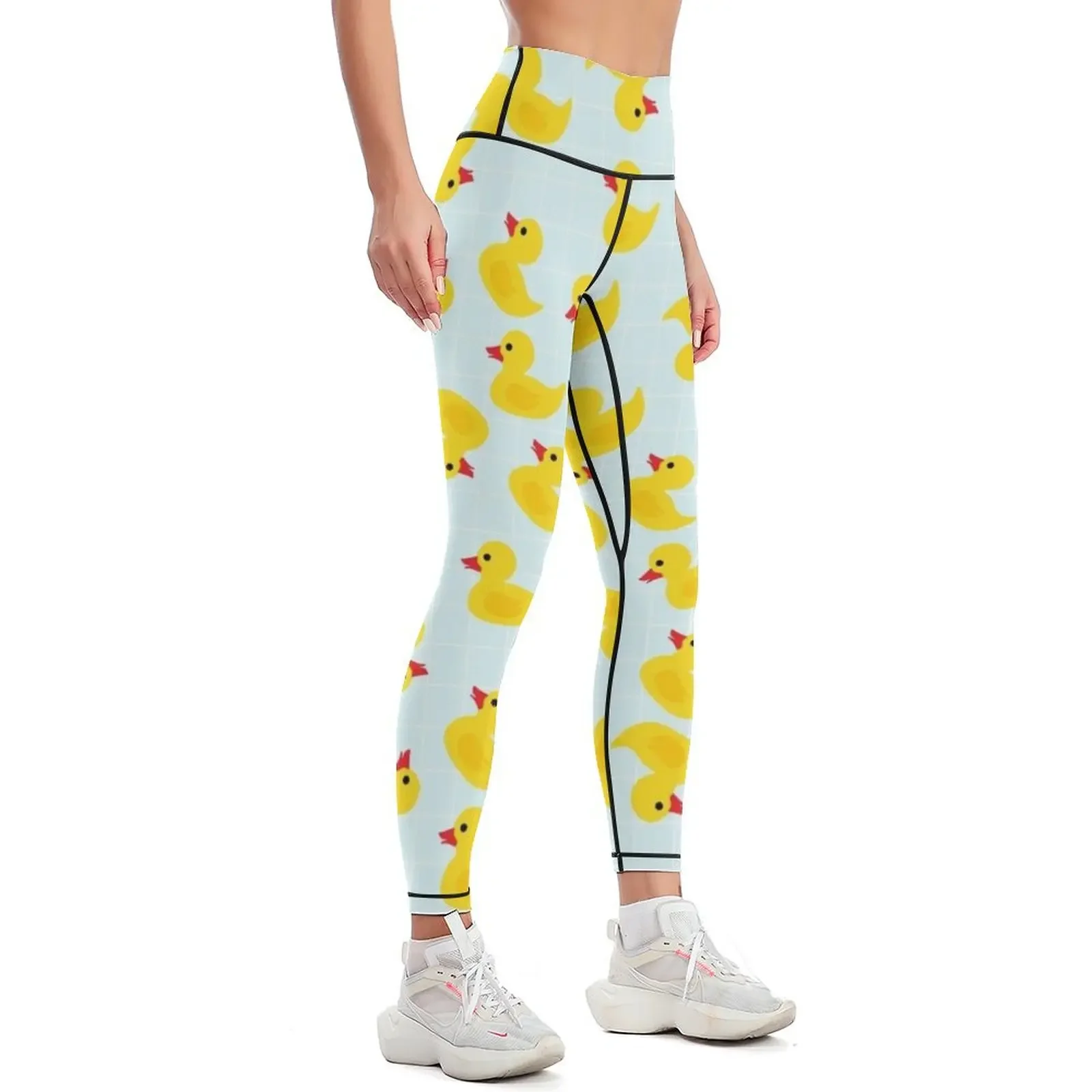 Cute Rubber Duck on Blue Background Leggings legging pants raises butt sport legging legging gym gym pants Womens Leggings