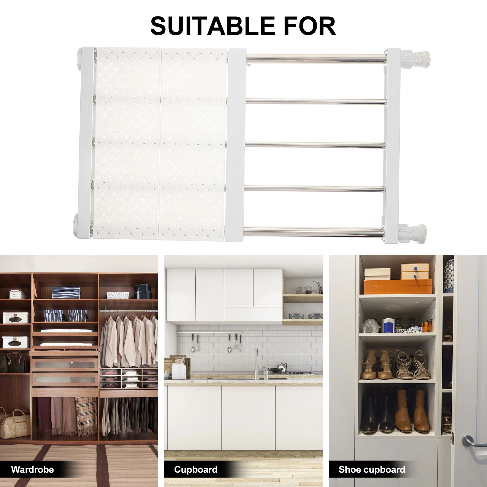 1 set 1 set divisore per scaffali per armadio retrattile, organizer per scaffali per guardaroba, per armadio, bagno, cucina, salvaspazio