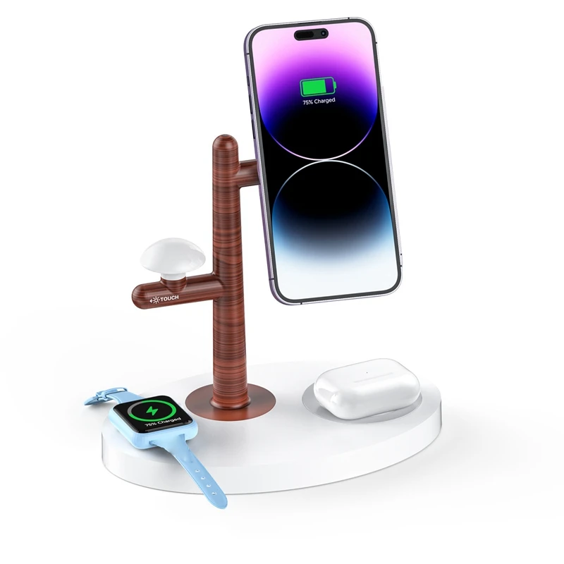 3 In 1 Magnetic Wireless Charger LED Light Stand Fast Charging Dock Station For Iwatch S8  For Iphone