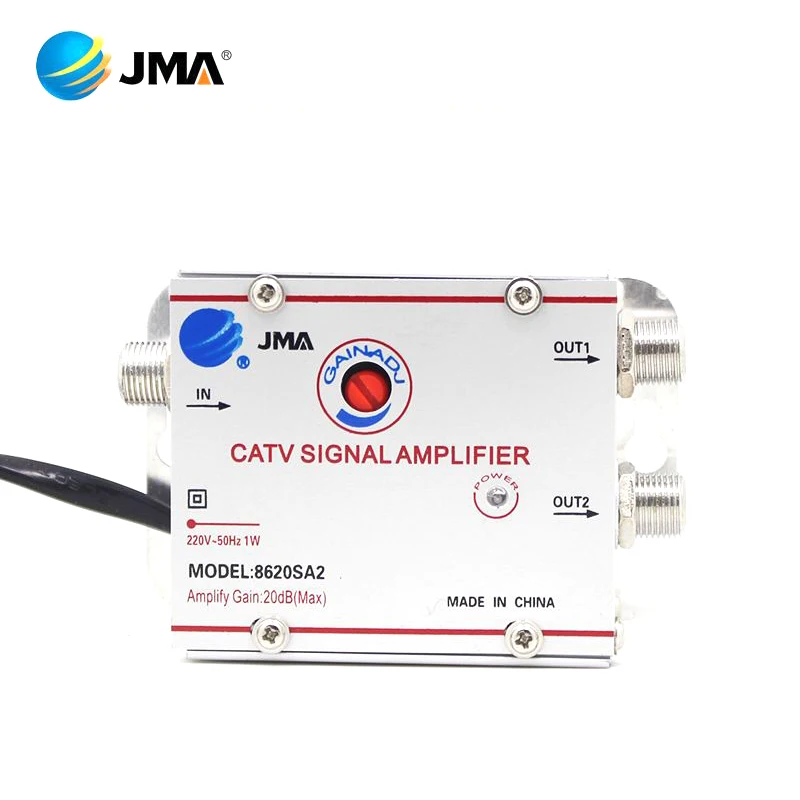 1pc CATV Cable TV Signal Amplifier 1 in 2 Out Booster  Video Splitter AC220V 50Hz 2W