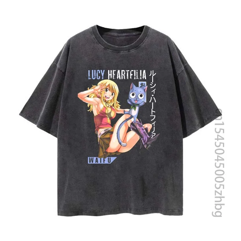 

Lucy Heartfilia Fairy Tail Anime Woman Shirt Streetwear Harajuku Vintage Distressed Tshirt Manga Graphic T Shirt Men Tops Tees