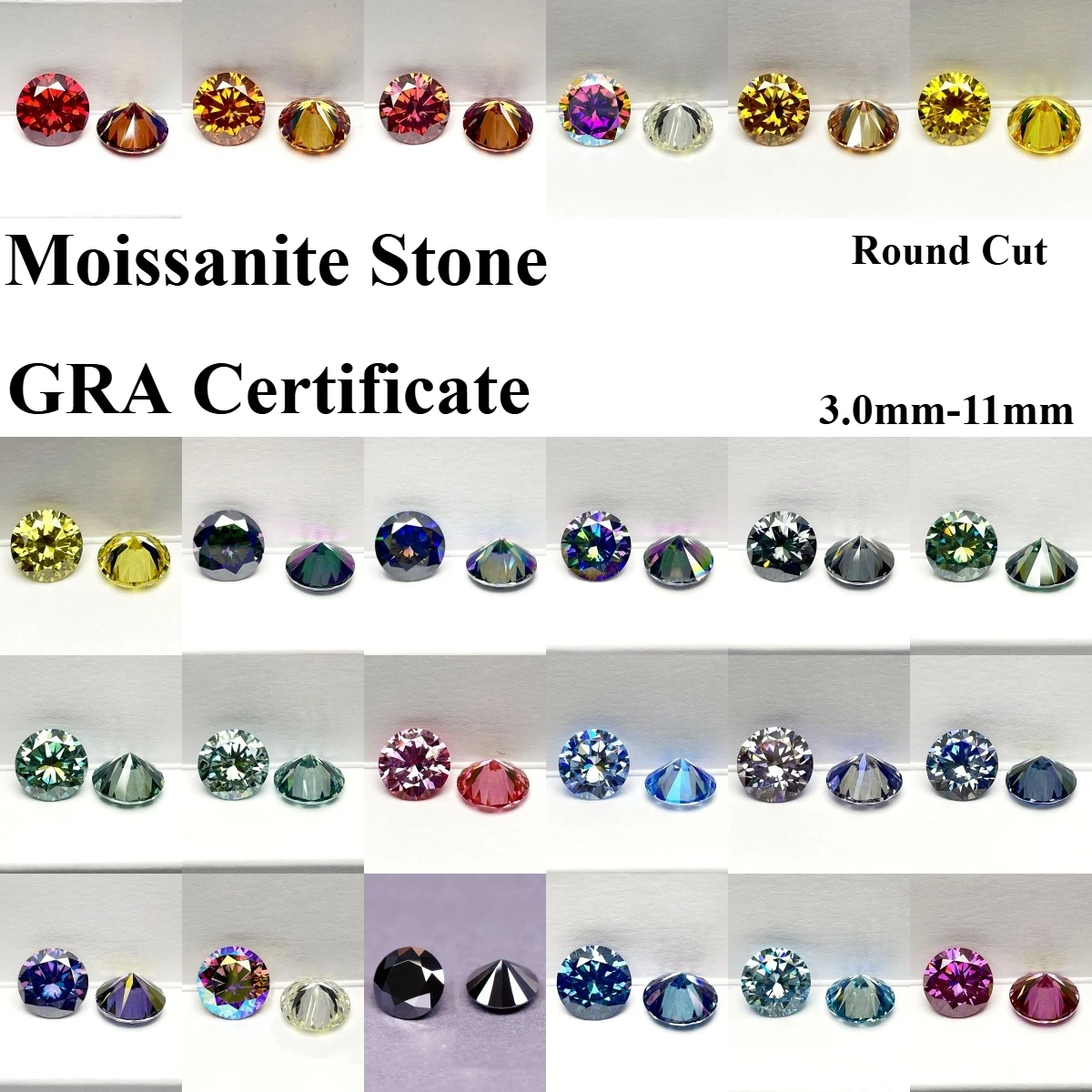 

Hot Sell Moissanite Round Cut with GRA Certificate VVS1 Eight Hearts and Eight Arrows Loose Gemstones for Custom Jewelry Making