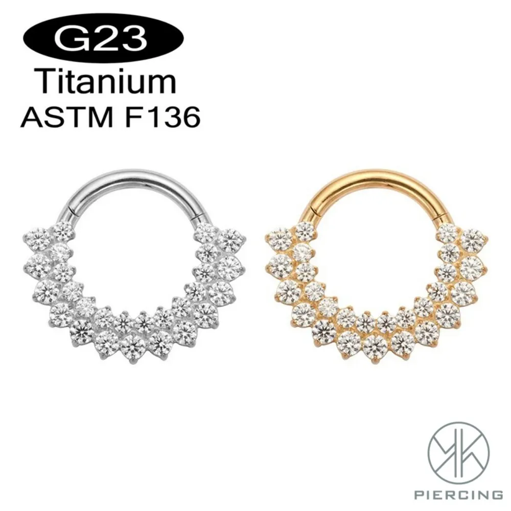 ASTM F136 Titanium Clicker Septum Nose Ring Piercing CZ Daith Earring Hoop Front Facing Hinged Segment Body Jewelry New
